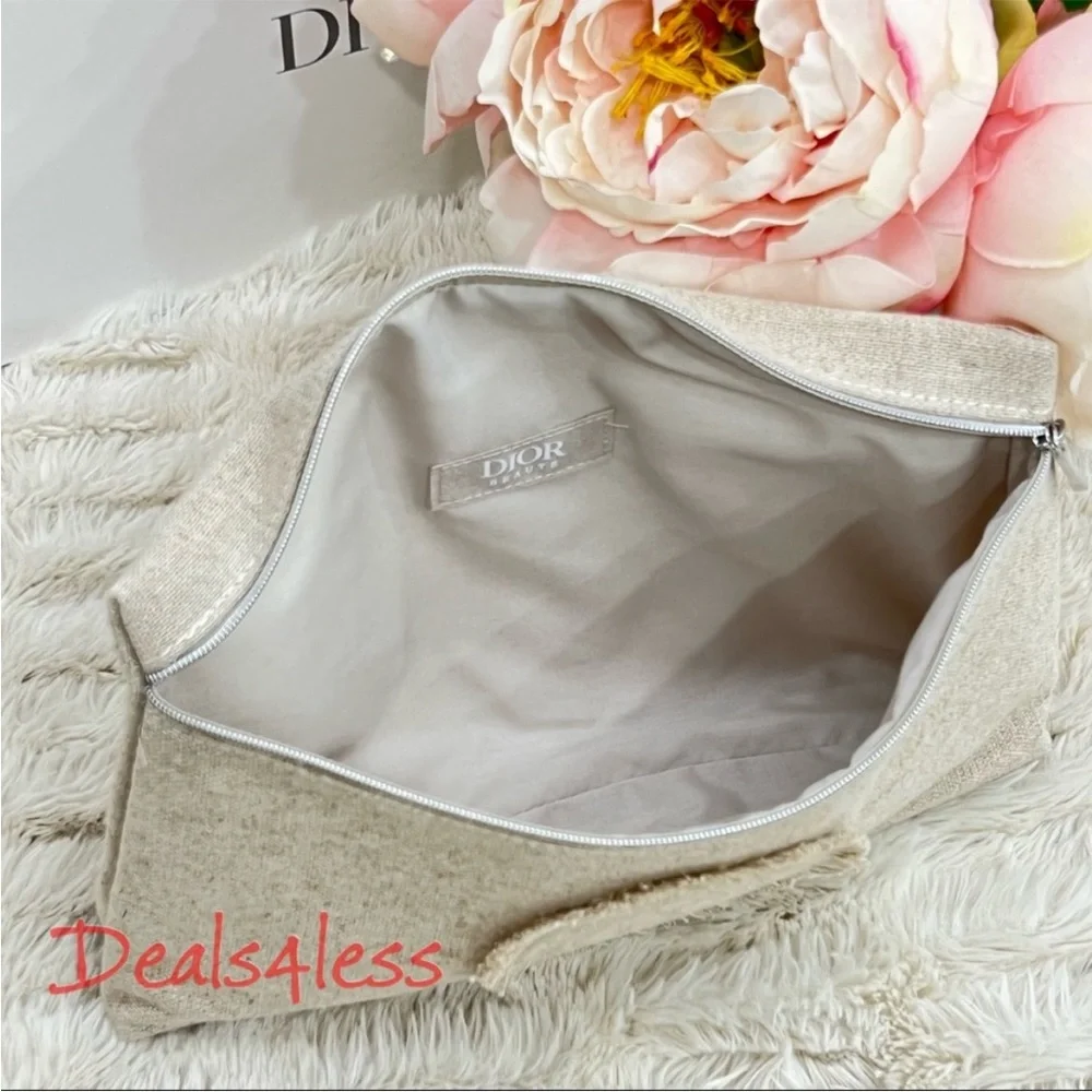 Dior Pouch Cosmetic Bag Travel Case Clutch Haute Couture Flowers Canvas NEW